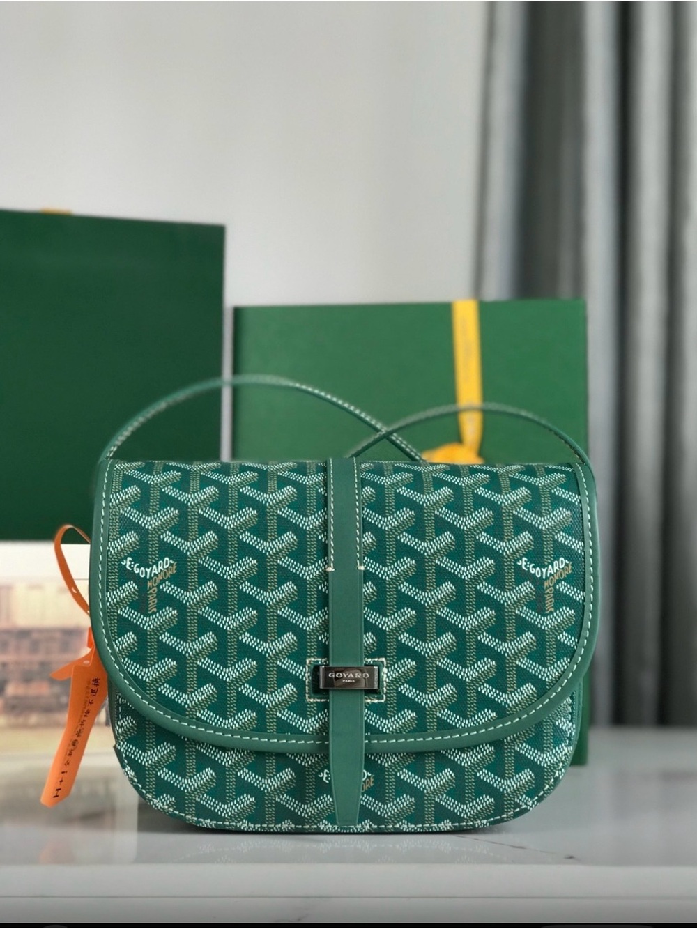 Goyard Teal Chevron Crossbody Shoulder Bag mixte